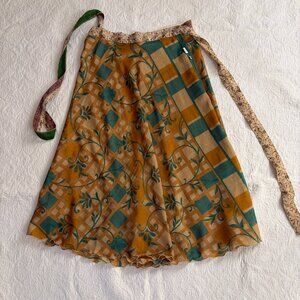 reversible wrap skirt handcrafted in India from reclaimed sari fabric